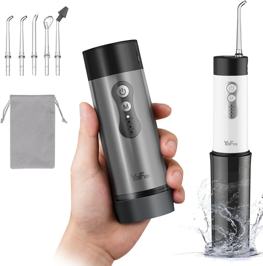 Water Dental Flosser Teeth Pick - Cordless Portable Oral Irrigator Rechargeable Collapsible Mini Irrigation Cleaner, 4 Modes, with DIY, IPX7 Waterproof Travel Floss for Teeth Cleaning
